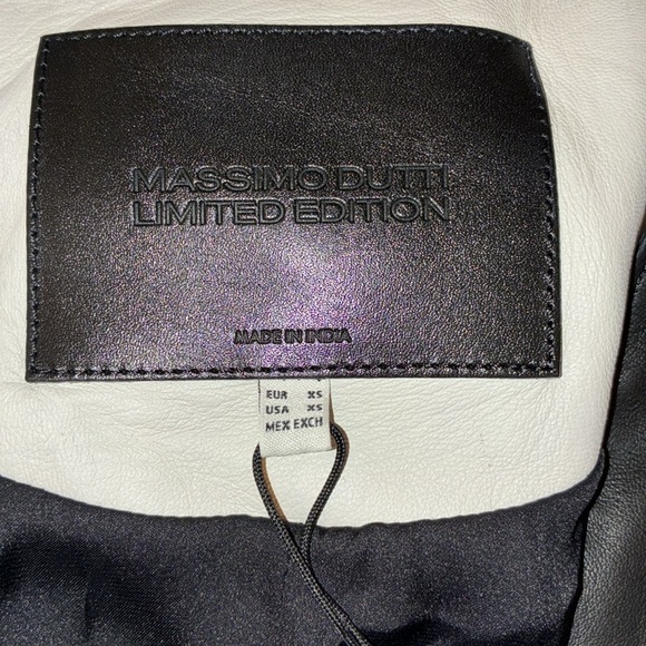 NWT. Massimo Dutti Limited Edition Black Leather Jacket With Drawstring Size XS. - Picture 7 of 13
